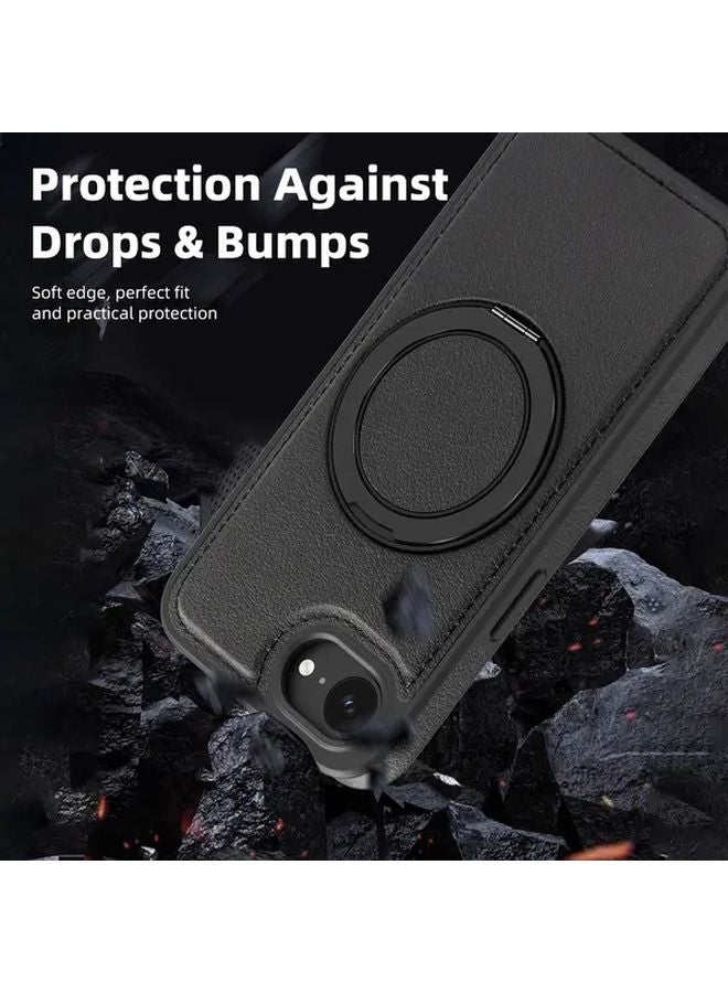 iPhone 16e Deep Blue Magnetic Phone Case with 360 Rotating Stand Anti Drop Design PU Material - Image 5